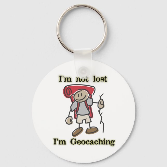 Geocaching Stickman Funny Keychain Geocacher Swag (Front)