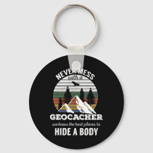 Geocaching T Shirt Never Mess With Geocacher Men W Key Ring
