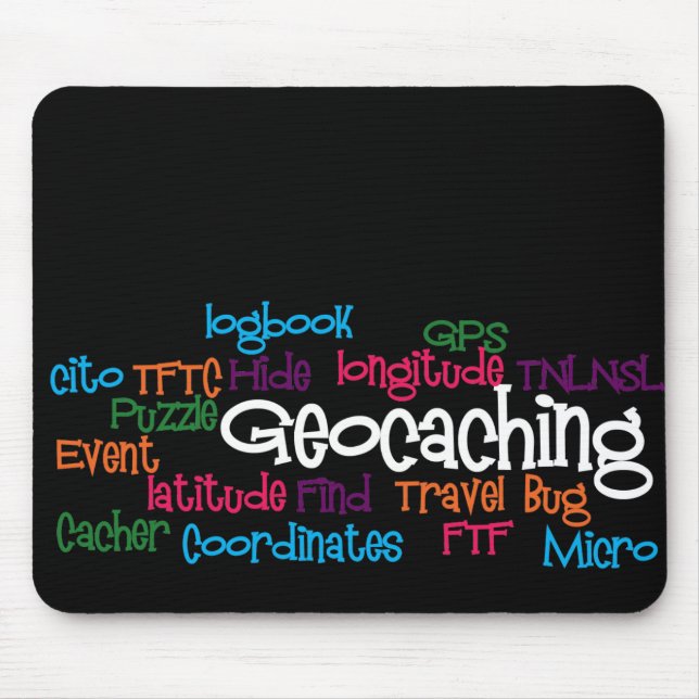 Geocaching Word Collage Mouse Mat (Front)