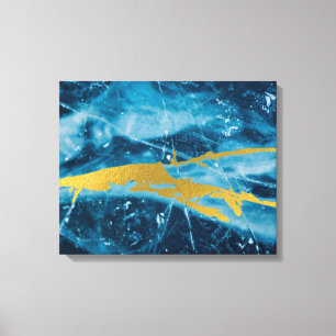Geode Agate Gemstone Blue and Gold  Canvas Print