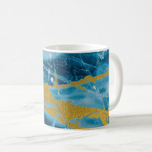 Geode Agate Gemstone Blue and Gold Coffee Mug