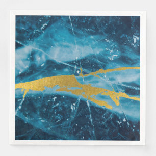 Geode Agate Gemstone Blue and Gold Napkin