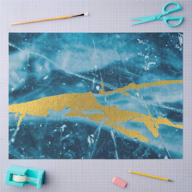 Geode Agate Gemstone Blue and Gold Tissue Paper (Craft)