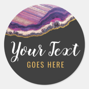 Geode Agate Slice Gemstone Ultra Violet Purple Classic Round Sticker