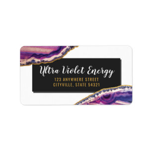 Geode Agate Slice Gemstone Ultra Violet Purple Label