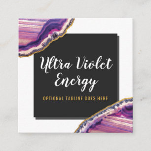 Geode Agate Slice Gemstone Ultra Violet Purple Square Business Card