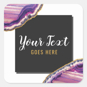 Geode Agate Slice Gemstone Ultra Violet Purple Square Sticker