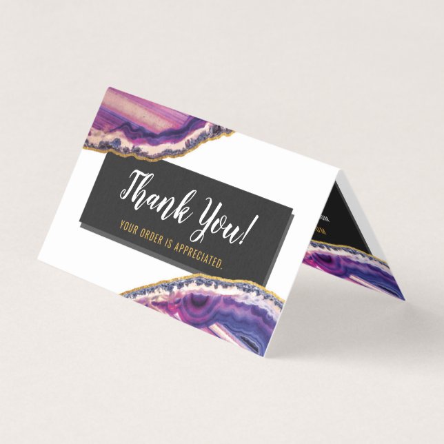 Geode Agate Slice Gemstone Ultra Violet Thank You (Front)