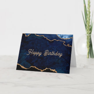Geode Blue Gilded Birthday Card
