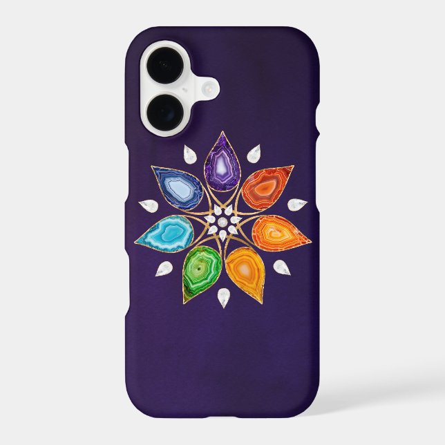 Geode Chakras Mandala - Lotus Petals iPhone Case (Back)