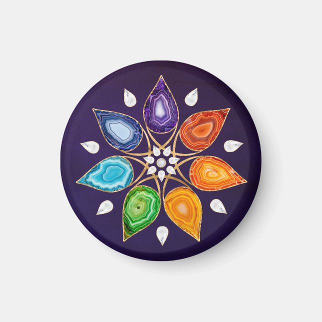 Geode Chakras Mandala - Lotus Petals Magnet (Front)