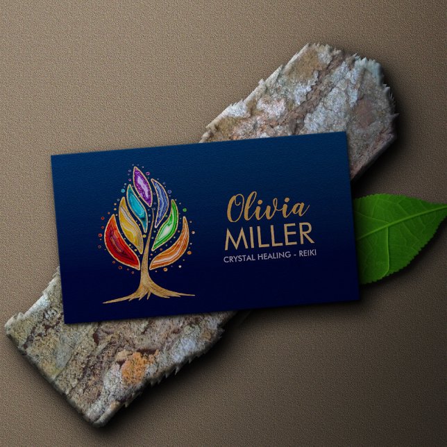 Geode Crystals Chakras Tree Business Card (Creator Uploaded)