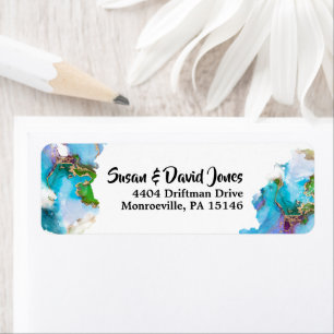 Geode faux gold blue peacock agate gemstone modern