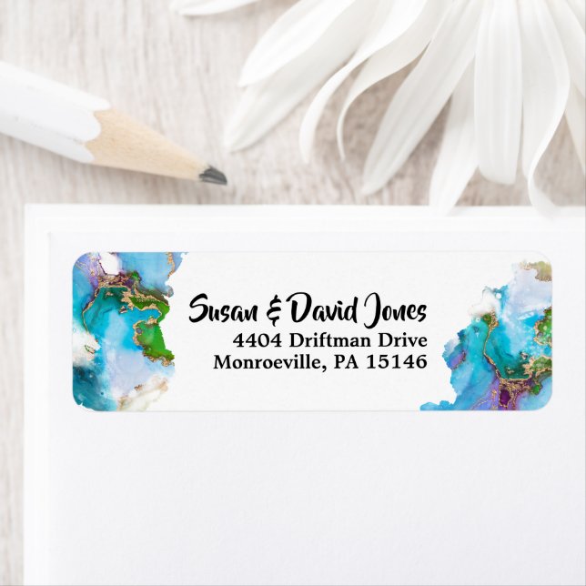 Geode faux gold blue peacock agate gemstone modern (Insitu)