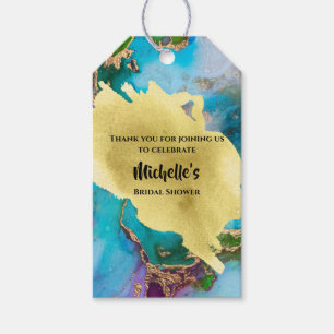 Geode faux gold blue peacock colours gemstone chic gift tags