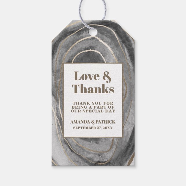 Geode Gemstone Agate Wedding Favour Tags (Front)