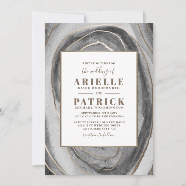 Geode Gemstone Agate Wedding Invitations (Front)