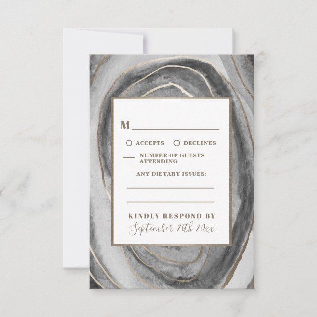 Geode Gemstone Agate Wedding RSVP Cards (Front)