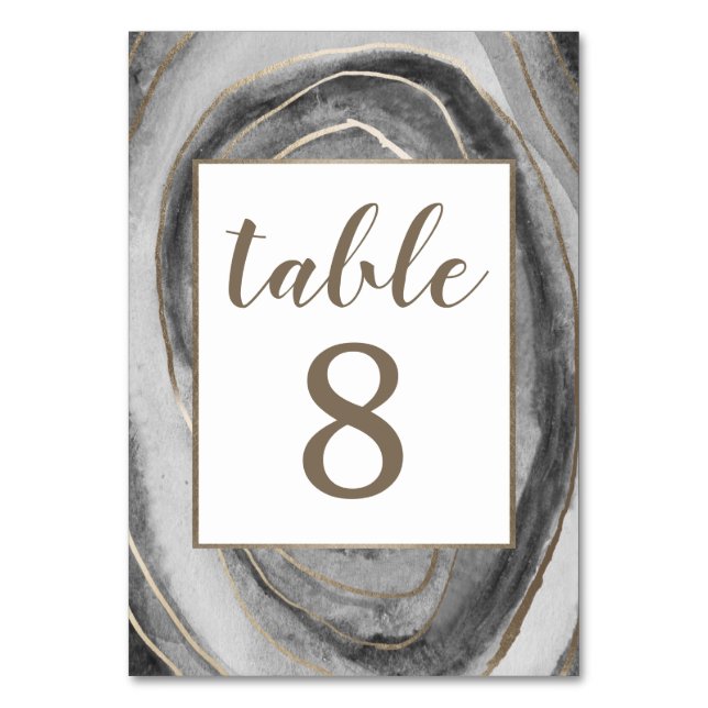 Geode Gemstone Agate Wedding Table Number Cards (Front)