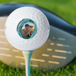 Geode in Turquoise Blue Green with your Photo Golf Balls