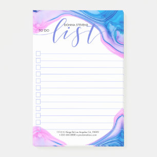Geode ink fluid colors & list typography post-it notes