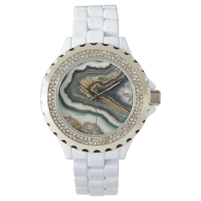 Geode Rock Crystals Quartz Mineral Watch (Front)