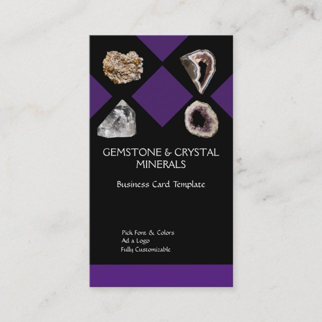 Geodes, Amethyst & Quartz Crystals Business Card (Front)