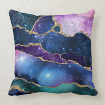 Geodes and galaxies blue purple pink green