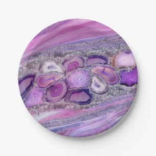 Geodes crystal Flow - Purple and Violet Paper Plate