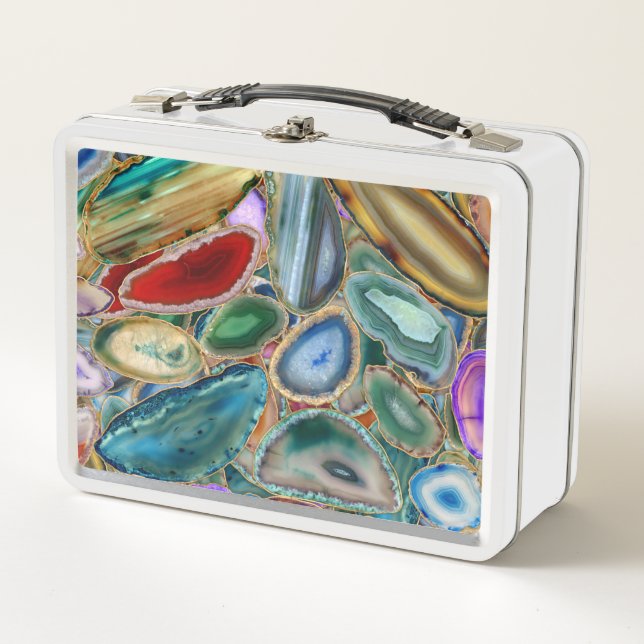 Geodes crystal pattern - Multicolor Metal Lunch Box (Front)