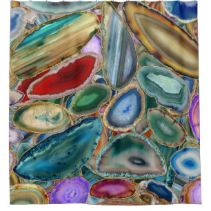 Geodes crystal pattern - Multicolor Shower Curtain