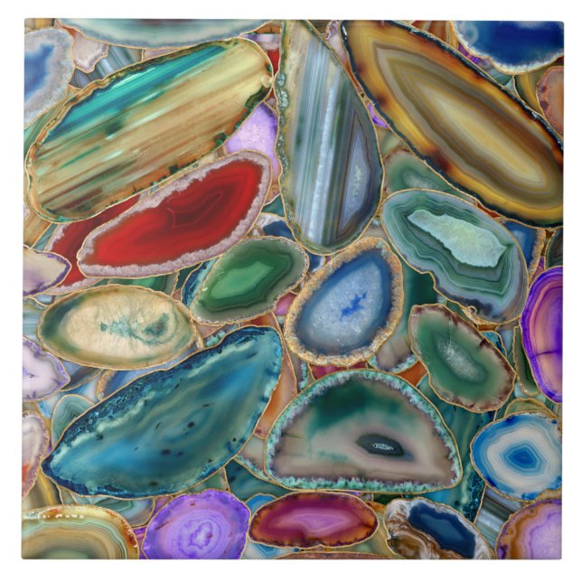 Geodes crystal pattern - Multicolor Tile (Front)