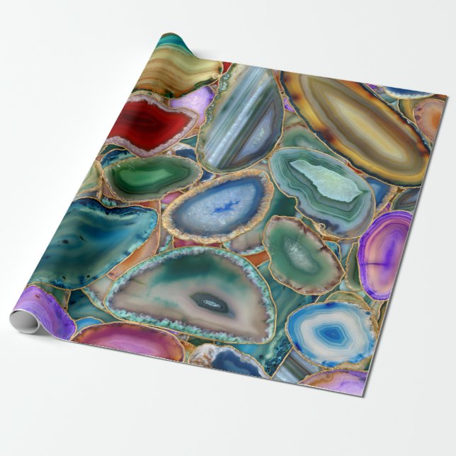 Geodes crystal pattern - Multicolor Wrapping Paper (Unrolled)