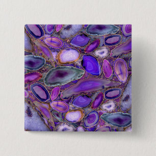 Geodes crystal pattern - Purple and Violet 15 Cm Square Badge