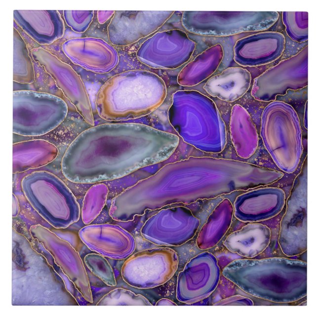 Geodes crystal pattern - Purple and Violet Tile (Front)