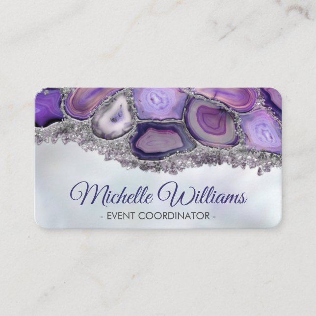 Geodes crystals  - Purple and Violet  Business Card (Front)