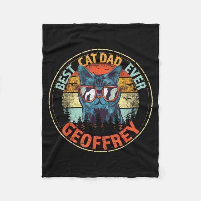 Geoffrey Cat Dad Ever Funny Name Fleece Blanket (Front)