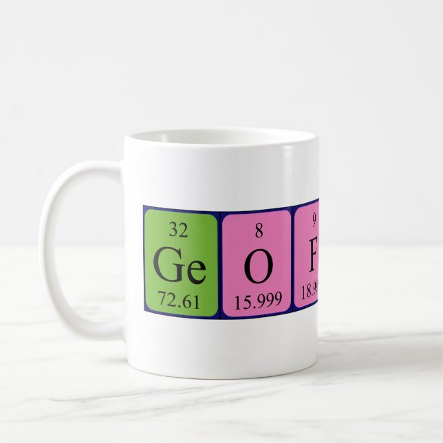 Geoffroy periodic table name mug (Left)