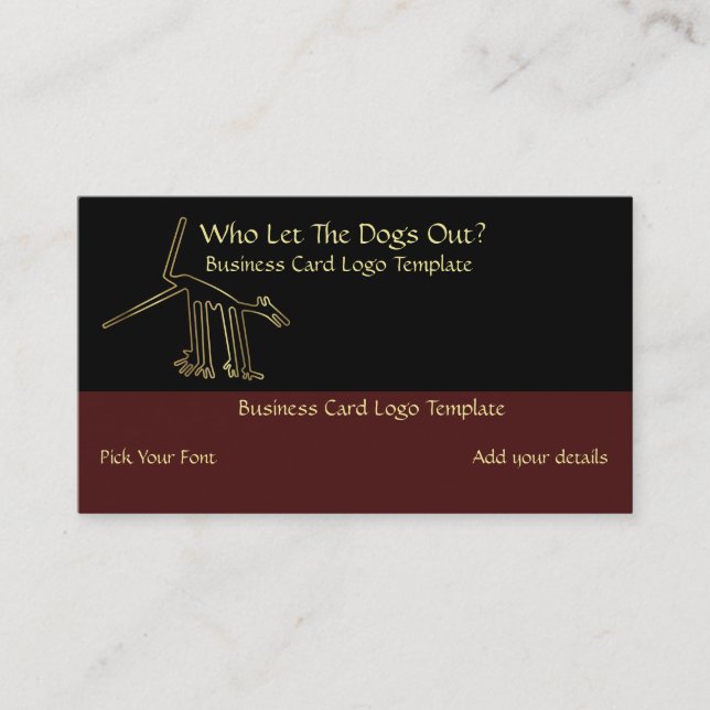 Geoglyphs Animal Giraffe or Dog Gold Logo Business Card (Front)