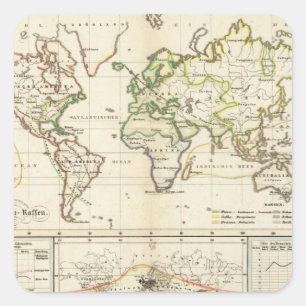 Geographical spread of the human race square sticker