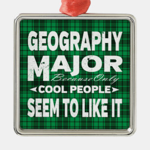 Geography College Major Green Plaid Metal Tree Decoration