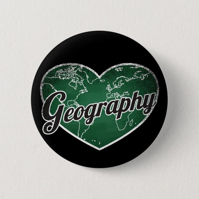 Geography Retro Heart Blackboard Love 6 Cm Round Badge (Front)