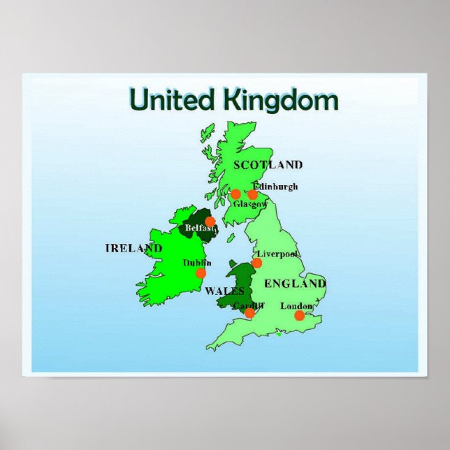 Geography, Social Studies, United Kingdom, Map Poster (Front)