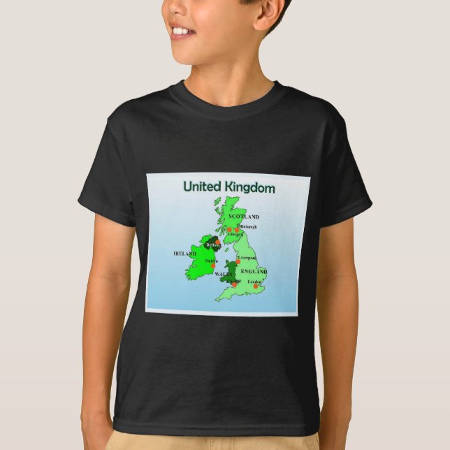 Geography, Social Studies, United Kingdom, Map T-Shirt (Front)