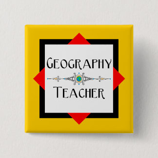 Geography Teacher Colour Block 15 Cm Square Badge