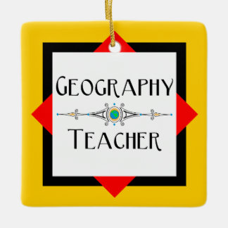 Geography Teacher Colour Block Ceramic Ornament