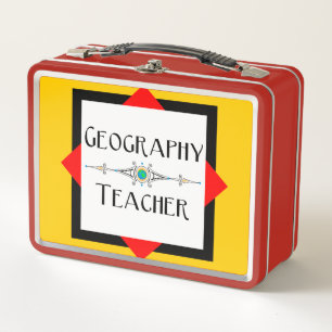 Geography Teacher Colour Block Metal Lunch Box