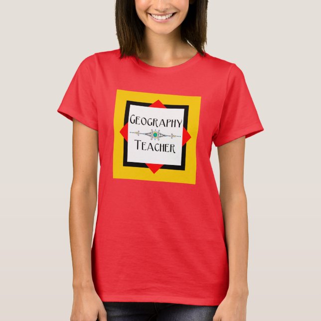 Geography Teacher Colour Block T-Shirt (Front)