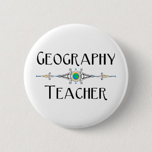 Geography Teacher Decorative Line 6 Cm Round Badge