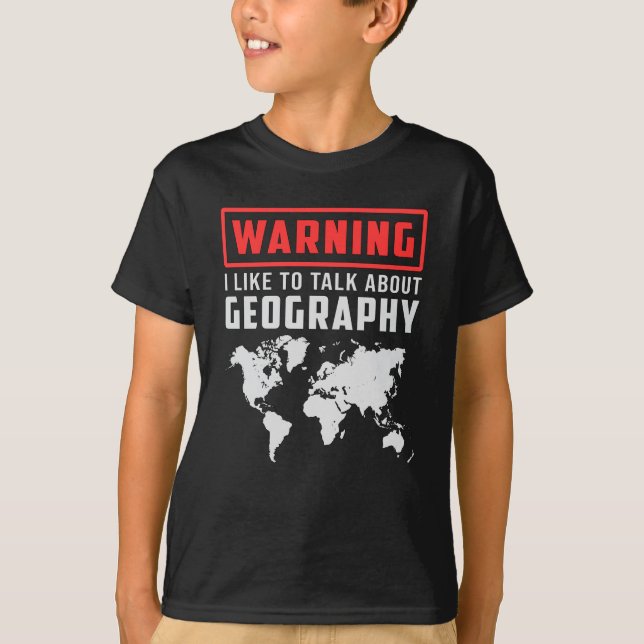 Geography Teacher Funny Map Continents World Gift T-Shirt (Front)